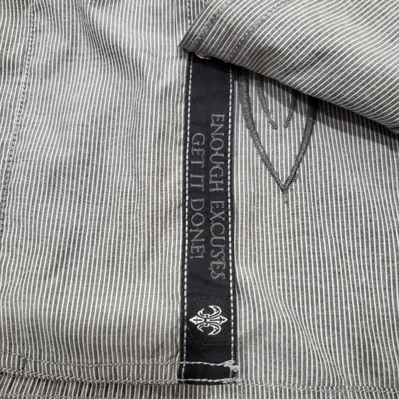 Roar Mens Gray Embroidered Shoulder Strap Pearl Snap Button Front Shirt Size XL - Picture 6 of 10